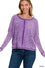 Washed Waffle Knit Long Sleeve Top