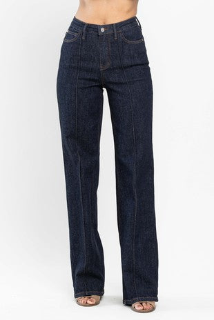 Judy Blue HW Front Seam & Dart Detail Wide Leg