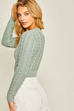 Cropped Cable V-Neck Sweater