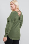 Laced Back Sweater -Olive