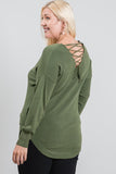 Laced Back Sweater -Olive