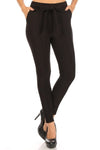 Boho Tie Skinny Pants-Black