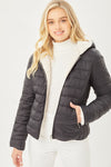 Reversible Sherpa Puffer Jacket-Black
