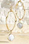 Tear Drop Semi-Precious Stone Drop Hoops