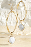 Tear Drop Semi-Precious Stone Drop Hoops