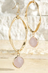 Tear Drop Semi-Precious Stone Drop Hoops