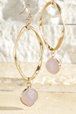 Tear Drop Semi-Precious Stone Drop Hoops