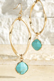 Tear Drop Semi-Precious Stone Drop Hoops