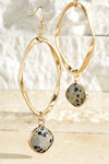Tear Drop Semi-Precious Stone Drop Hoops
