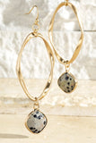 Tear Drop Semi-Precious Stone Drop Hoops