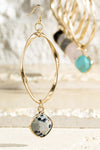 Tear Drop Semi-Precious Stone Drop Hoops