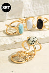 3 Piece Set Semi-Precious Stone Ring Set