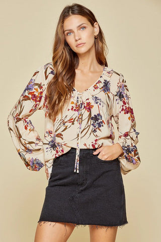 Floral Ruffle Tie Top