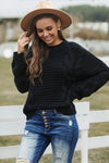Wide Cuff Cable Knit Sweater