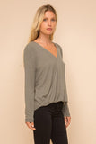 Lace Contrast Top-Olive