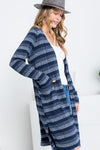 Hacci Stripped Cardigan -Plus