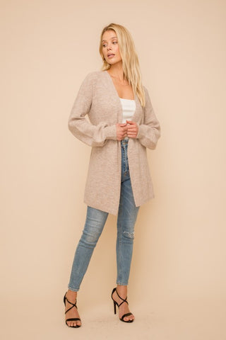 Bubble Sleeve Belted Cardigan