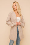 Bubble Sleeve Belted Cardigan