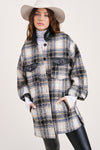Button Down Black and Cobalt Shacket
