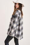 Button Down Black and Cobalt Shacket