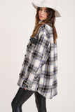 Button Down Black and Cobalt Shacket