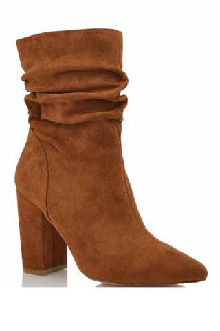 Chocolate Slouchy Boot Faux Suede