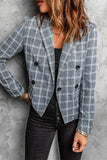 Plaid Blazer-Grey