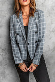 Plaid Blazer-Grey