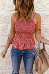 Red Flowered Peplum Tank