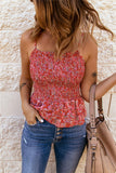 Red Flowered Peplum Tank