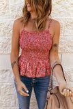 Red Flowered Peplum Tank