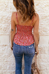 Red Flowered Peplum Tank