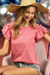 Knit Jersey Ruffle Sleeve Top