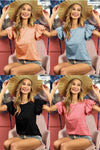 Knit Jersey Ruffle Sleeve Top