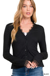 Lace Trimmed Ribbed Sweater