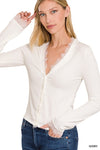 Lace Trimmed Ribbed Sweater