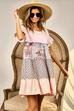 Floral Printed Blocked Tiered Dress