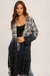 Dip-Dyed Plaid Duster