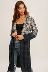 Dip-Dyed Plaid Duster