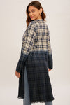 Dip-Dyed Plaid Duster