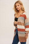 Retro Stripe Color Block Cardigan