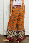 Boho Broad Leg Pants Patterned