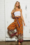 Boho Broad Leg Pants Patterned