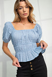 Textured Cotton Voile Peplum Top