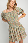 Smocked Ruffle Mini Dress