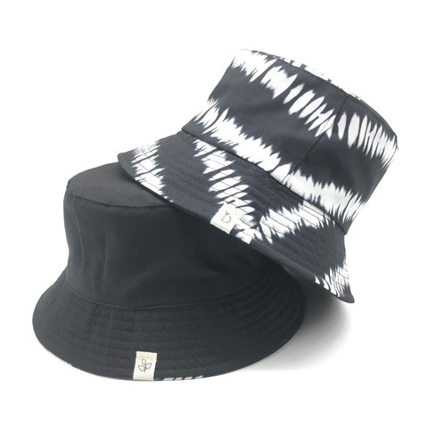 Tie Dye Reversible Bucket Hat-Black
