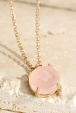 Pendant Necklace With Round Faceted Semi Precious Gem