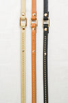 Studded Double Wrap Skinny Belt-Camel