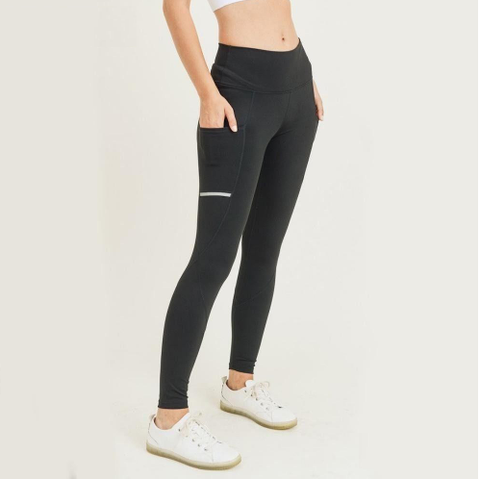 Reflective Tech Pocket Leggings-Black